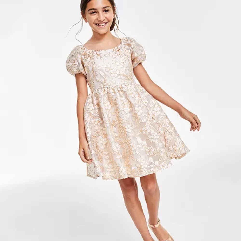 Rare Editions Cream Floral Kids Dress